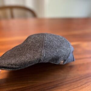 Stanton Herringbone Charcoal Flat Cap.